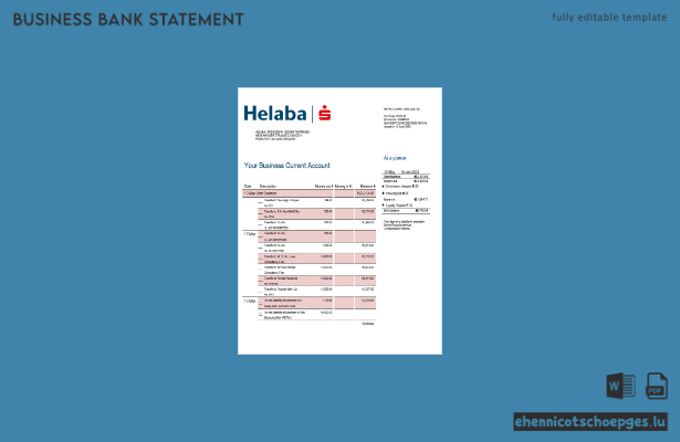 Helaba Bank Firmenkontoauszug (Word- und PDF-Beispiel)